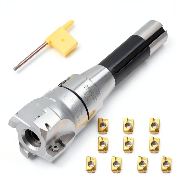 R8 FMB22 Face Mill Set MACHALLY 50mm Arbor with 10 Carbide Inserts-0